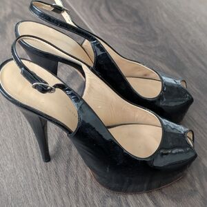 Giuseppe Zanotti Glossy Black Slingback Heels